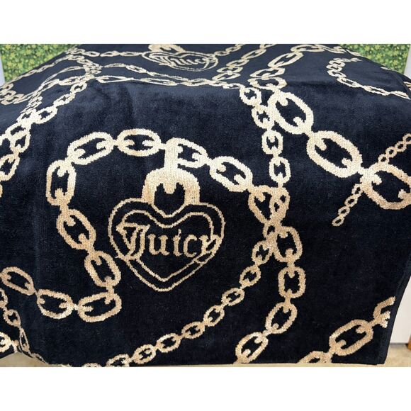 Juicy Couture Black & Gold Chain Bath Towels Luxury Cotton/Viscose Glam Bathroom - Picture 5 of 10